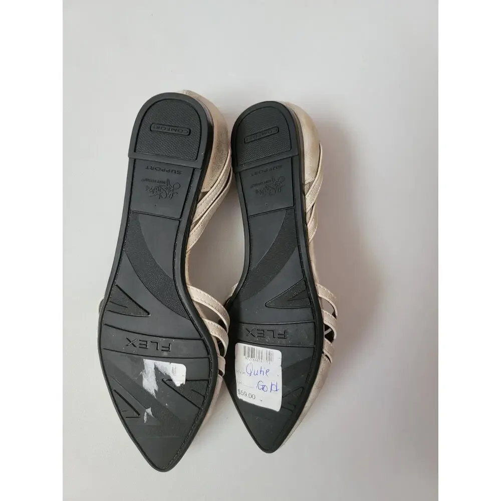 Life‎ Stride women's pointed toe gold flats cut puts size 7.5